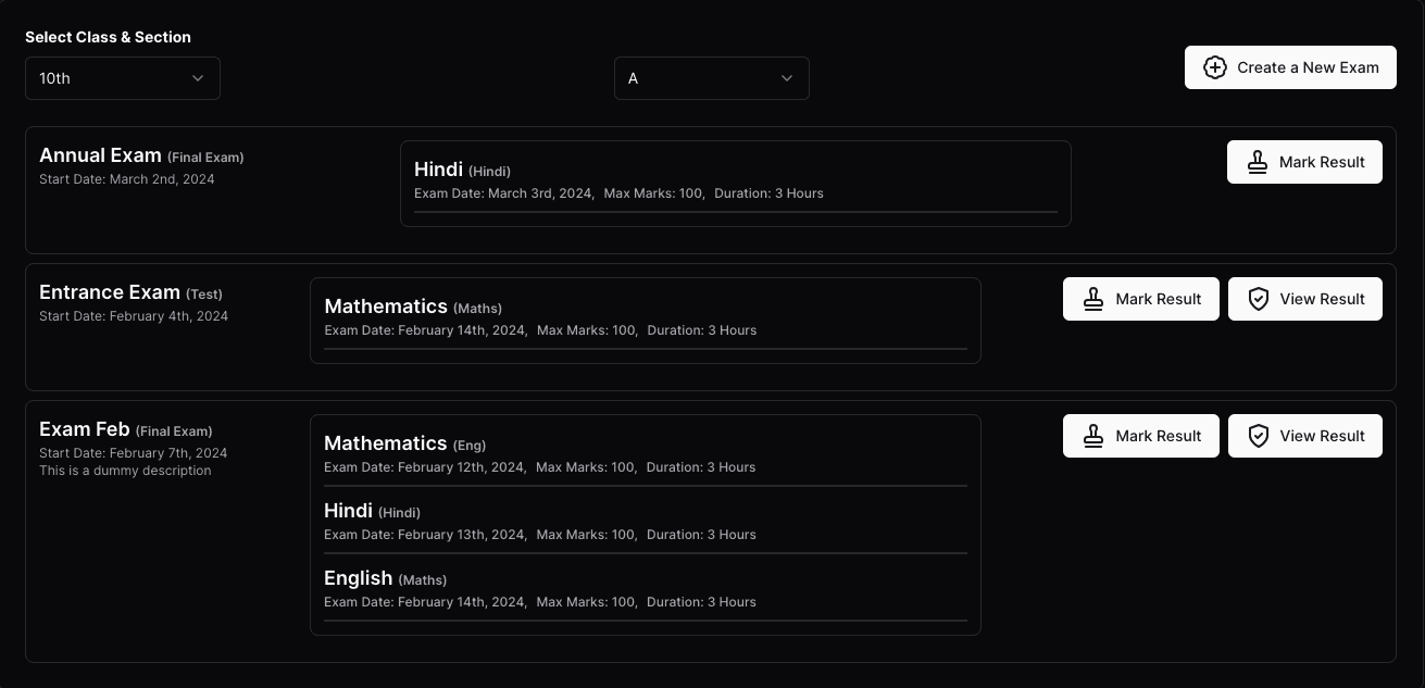 Exam & Tests Managment